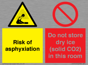 Risk of asphyxiation. Do not store dry ice (solid CO2) in this room